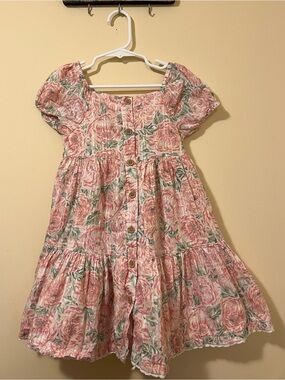 Joie Pink Floral Button-Front Tiered Girls' Dress